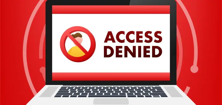 Access denied in cartoon style. Flat icon. Sign forbidden.